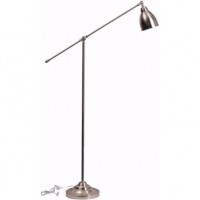 PADA STOJACÍ 1X60W E27 Stojací pokojová lampa, základna kov, povrch nikl/mosaz/černá mat, bílý smalt uvnitř, nastavitelné rameno, pro žárovku 1x60W, E27, 230V, IP20, tř.2, rozměry d=260mm, v=1500mm