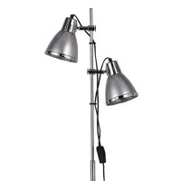 DESI 2X60W E27 Stojací pokojová lampa pro čtení, těleso kov, povrch chrom, nastavitelný směr svícení, povrch barevný lak oranžová/stříbrná/azurová/černá/zelená, vnitřek bílá, pro žárovku 2x60W, E27, 230V, IP20, tř.2, rozměry d=240mm, v=1600mm