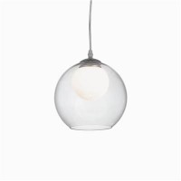 CLARION 20 Závěsné svítidlo, základna kov, povrch chrom lesk, vnější sklo čirá, vnitřní sklo opál, pro žárovku 1x40W, G9, 230V, IP20, d=200mm, závěs l=1200mm, lze zkrátit