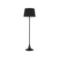 LAILA 1X100W E27 Stojací pokojová lampa, základna kov, povrch mosaz/bílá/černá, stínítko PVC potaženo textilní látkou bílá/černá, pro žárovku 1x100W, E27, 230V, IP20, tř.2, rozměry d=500mm, v=1740mm