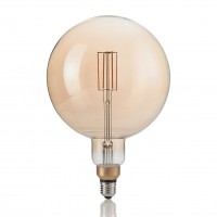 LED VINTAGE XL E27 4W G195 Světelný zdroj, retro žárovka, tvar koule, sklo jantar, LED 4W, E27, teplá 2200K, 320lm, 230V, d=195mm, l=290mm, stř. život cca 15.000 hod