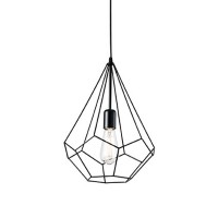 DONKEY 1X60W E27 DIAMANT Závěsné svítidlo, lustr tvar diamant, základna kov, povrch černá, stínítko kovová mřížka černá, pro žárovku 1x60W, E27, 230V, IP20, tř.1, rozměry d=300mm, vč lankového kabelu l=1200mm lze zkrátit