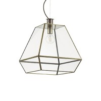 VERITAS 1X60W E27 Závěsné svítidlo, základna kov, povrch mosaz antická zlatá, krycí sklo čiré, pro žárovku 1x60W, E27, 230V, IP20,  tř.1. rozměry dle typu