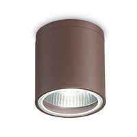 OLVI 1X28W GU10 Stropní venkovní bodové svítidlo, základna hliník, povrch lak hnědá/šedá, difuzor sklo mat, pro žárovku 1x28W, GU10 ES50, 230V, IP44,  tř.1. rozměry d=110mm h=115mm