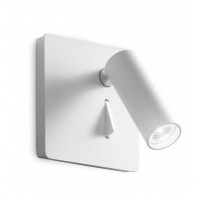 HRETIN, LED 3W Nástěnné vestavné bodové svítidlo, nastavitelný směr svícení, těleso hliník, povrch bílá/černá/nikl/mosaz, LED 3W, teplá 3000K, 200lm, 230V, IP20, tř.1, rozměry 85x85x90mm, vč vypínače na tělese.