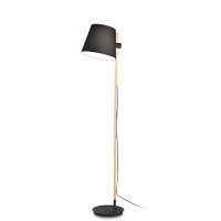 RAPINA FL 1x60W Stojací lampa, nastavitelná výška stínidla, základna kov, barva černá/bílá, těleso dřevo světlé, stínítko plast černá/bílá, pro žárovku 1x60W, E27, 230V, IP20, rozměry d=300mm, h=1680mm.