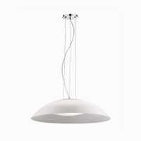BANDA, 3x60W E27 Závěsné svítidlo, stropní krytka kov, povrch chrom, stínítko sklo, horní bílá, dolní sklo opál mat, nebo šedá, nebo hnědá, pro žárovku 3x60W, E27, 230V, IP20, rozměry dle typu svítida.