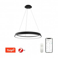 DECEDO HL 39W/48W, TUYA-Z Závěsné svítidlo, kov, bílá/černá, dif plast opál, LED 39W/48W, smart TUYA, Matter, Zigbee 3.0, dálk ovl. (souč.) nebo tel.  CCT nast teplota teplá 2700K - denní 6500K, stmív., 230V, IP20, rozměry dle typu.