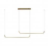 HL 53W Tuya-Z Závěsné svítidlo, kov, zlatá, dif plast opál, LED 53W, 3640lm, smart TUYA, Zigbee 3.0, dálk ovl. (souč.) nebo tel. CCT nast teplota teplá 3000K - denní 6000K, stmív., 230V, IP20, rozměry 1600x55mm, vč. záv. lank l=1500mm.