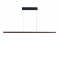 LED 37W Závěsné svítidlo, ovládání senzorem, kov, povrch černá/bílá a dřevo tmavé/světlé, LED 37W, 5470lm, teplá 3000K, stmívatelné, Ra90, 230V, IP20, rozměry 1570x33×31mm, vč. záv. lanka l=1500mm, lze zkr, svítí nahoru/dolů.