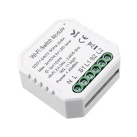 DICIO kontroler WiFi Kontroler pro ovládání LED zdrojů, 2-tlačítkový, pro instalaci s nulovým vodičem, ovládání telefonem smart systém Tuya, Wifi, 2x5A, 2x1150W/2x150W, IP20, rozměry 46x46x18mm.