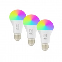 SADA 3ks - LED BULB 11W, E27 TUYA Zigbee CCT RGB SADA 3ks- Chytrá LED žárovka 11W, 1055lm, E27, vyzařovací úhel 240°, pomocí aplikace v telefonu TUYA Zigbee, nast teplota CCT 2700K-6500K, stmívatelná, RGB, Ra80, 230V, d=60mm, h=120mm.