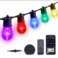 DICIO Chain 15W TUYA-W, RGB, IP65, 15m Venkovní párty řetěz, LED 15W, Tuya, WiFi, dálk. ovl. (souč) nebo smart tel. nastav teplota CCT teplá 2700K-denní 6500K, stmív, RGB, 230V, IP65, délka 15m.