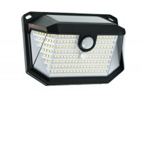 ALQA 4W, PIR Nástěnné venkovní svítidlo, PIR senzor, záběr 220°, dosah 4-6m, čas 15s-25s, povrch černá, LED 4W, 300lm, denní 6500K, IP65, rozměry 135x9x58mm, napájení solární panel.