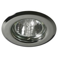 EFEKT P-C Podhledové svítidlo bodové, kruhové, pevné, těleso kov, povrch chrom lesk, pro halogenovou žárovku 50W, Gx5,3 (GU5,3), 12V, d=95mm, symbol "F" montáž na hořlavý podklad max 35W