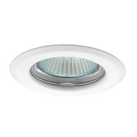 EFEKT P-W Podhledové svítidlo bodové, kruhové, pevné, těleso kov, povrch bílá, pro halogenovou žárovku 50W, Gx5,3 (GU5,3), 12V, d=95mm, symbol "F" montáž na hořlavý podklad max 35W