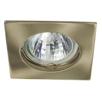 RECO Q-MM Stropní, podhledové, bodové, čtvercové, svítidlo pevné, těleso hliník, povrch mosaz zlatá mat, pro žárovku 50W, Gx5,3 (GU5,3), 12V, IP20, 81x81x30mm, symbol "F" montáž na hořlavý podklad max 35W
