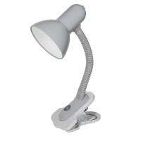 JANINE 1X60W E27 Stolní lampa klip a rameno plast, klobouk kov barva šedosříbrná / černá / modrá / růžová, pro žárovku 1x60W, E27, 230V, IP20, 137x190x125mm, s vypínačem, skřipec klip, flexibilní husí krk.