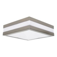 RIX Q Stropní svítidlo, materiál ocelový plech, rámeček chrom mat, difuzor polykarbonát bílá mat, pro úspornou žárovku 2x18W, E27, 230V, do koupelny IP44, rozměry 285x285x85mm.