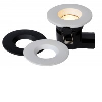 SVANEKE Stropní podhledové bodové svítidlo, těleso kov, vyměnitelný povrch černá a bílá, LED 6,5W, 500lm, teplá 3000K, 230V, stmívatelené, do koupelny IP65, tř.1. rozměry d=88mm.