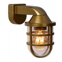 SOWERO 1x60W, E27, IP44 Nástěnné venkovní svítidlo, těleso plast povrch mosaz, krycí plast čirý, pro žárovku 1x60W, E27, 230V, IP44, tř.2, rozměry d=112mm, h=215mm.