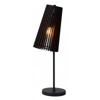 BRAGAS TL Stolní lampa, základna kov, povrch černá, stínítko dřevo černé s průzory, pro žárovku 1x40W, E27, 230V, IP20, rozměry stínítka d=160mm, h=270mm, výška lampy h=550mm.