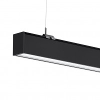 FERRATO 25W + 2W, UGR<19 Stropní závěsné svítidlo, hliník, černá, LED dolů 25W, 3500lm, nahoru, 2W, neutrální 4000K, vyzař. úhel  dolů 42°, nahoru 90°, UGR<19, Ra80, 230V, IP40, 35x70mm, l=1200mm, svítí nahoru/dolů.