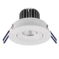 WEROKA LED 6W KRUH Vestavné, stropní svítidlo, výklopné +-20°, těleso hliník, povrch bílá/broušený, LED 6W, 650lm, teplá 3000K, 230V, IP20, tř.1, rozměry d=92mm, h=61mm