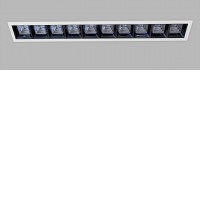 PRUNIA 30W Podhledové bodové svítidlo, těleso hliník, povrch bílá a černá, difuzor plast, LED 10x3W, 3000lm, neutrální 4000K, stmívání dle typu, 230V, IP20, rozměry 395x55mm.