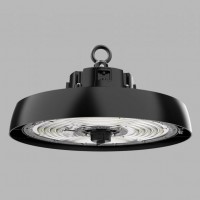 ASTER 100W-200W, IP65 Závěsné průmyslové svítidlo, těleso hliník, povrch černá, difuzor plast, nast. LED 100W-200W, 16500lm-300000lm, neutrální 4000K, Ra80, stmív 0-10V, vyzař. úhel 90°, IK10, 230V, IP65, rozměry d=310mm, h=134mm.