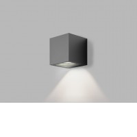 MECHOU 4,5W IP65 Nástěnné venkovní svítidlo, základna hliník, povrch černá antracit, krycí sklo čiré, LED 4,5W, 450lm, teplá 3000K, Ra80, 230V, IP65, rozměry 100x100x100mm, svítí dolů