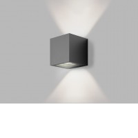 MECHOU 2x4,5W IP65 Nástěnné venkovní svítidlo, základna hliník, povrch černá antracit, krycí sklo čiré, LED 2x4,5W, 2x450lm, teplá 3000K, Ra80, 230V, IP65, rozměry 100x100x100mm, svítí nahoru/dolů