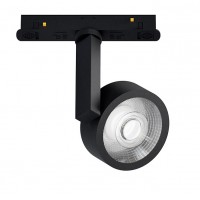 SITAR 8W Bodové svítidlo do magnetického systému, reflektor, nast. směr svícení, těleso kov, povrch černá/bílá, LED 8W, 480lm, teplá 3000K/neutrální 4000K, stmív. DALI dle typu, 48V, IP20, rozměry d=72mm, h=118mm.