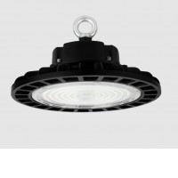 SLUIS UFO Průmyslové svítidlo, těleso hliník, povrch černá, kryt plast čirý, LED 70W/100W/150W/200W, neutrální 4000K, stmív 1-10 nebo DALI, Ra70/Ra80, vyzař. úhel 60°/90°/120°, 230V, PF>0.95, IP65, rozměry dle typu