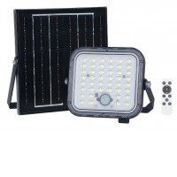 ALEN 6W IP65 PIR SOLAR Nástěnný solární reflektor, nast. směr svícení, PIR senzor, záběr 100°, dosah 3m, čas 10s-60s, dálkový ovladač, povrch černá, LED 6W, 1400lm, neutrání 4000K, napájení solární panel, IP65, rozměry 126,5x114x28mm.