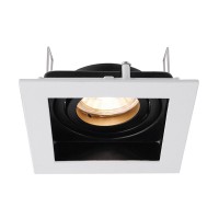 STRICTA GU5,3 1X35W Podhledové stropní svítidlo, výklopné +-35°, materiál hliník, povrch vnější bílá, vnitřní černá, pro žárovku 1x35W, GU5,3, 12V, IP20, tř.3, rozměry 100x100x40mm