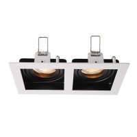 STRICTA GU5,3 2X35W Podhledové stropní svítidlo, výklopné +-35°, materiál hliník, povrch vnější bílá, vnitřní černá, pro žárovku 2x35W, GU5,3, 12V, IP20, tř.3, rozměry 185x100x40mm