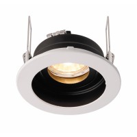 LANIFLORA GU5,3 35W Podhledové stropní svítidlo, výklopné +-35°, materiál hliník, povrch vnější bílá, vnitřní černá, pro žárovku 1x35W, GU5,3, 12V, IP20, tř.3, rozměry d=100mm, h=40mm