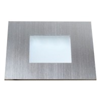 QUADRO G Zemní ploché svítidlo, základna hliník,, rámeček nerez, difuzor opál mat, LED 0,6W, neutrální 4500K, 30lm/cca 1,5W žár, 12V DC, IP20, 70x70mm, h=7mm, kabel 2m, mont. box NEEXISTUJE