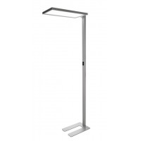 LEPUS FL II 80W senzor Stojací kancelářská lampa, senzor pohybu, dosah 3m, záběr 85°, hliník, stříbrná, LED 80W, teplá 3000K/6700lm, neutrální 4000K/7400lm, UGR<19, vyzař úh 90°, dotyk stmívač, 230V, IP20, 310x1950x610mm, svítí nahoru/dolů