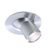BODO Stropní, podhledové, bodové svítidlo kruhové, výklopné +-35°, materiál hliník, povrch elox šedostříbrná, LED 1W, denní 6000K/65lm, teplá 3000K/60lm, vyzařovací úhel 30°, 230V, IP20, rozměry d=40mm.