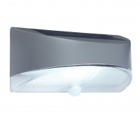 SOLAR BR 1W PIR Nástěnné venkovní svítidlo, těleso plast černá, PIR senzor pohybu záběr 120°, čas 30s, dosah 6m, LED 1W, 100lm, neutr 4000K, Ra80, napájení solární panel, baterie, trval 4h, nebo 160 zap/vyp, IP44, 220x124x114mm