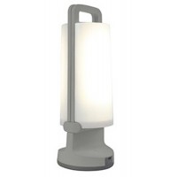 CLAVORUM 1,2W, IP54, Solar Venkovní stolní lampa, těleso plast stříbrná/bílá, dif plast opál, LED 1,2W, 120lm, neutrální 4000K, stmívání STEP, Ra80, 230V, IP54, tř.3, rozměry d=102mm, h=281,5mm, napájení solární panel, USB.