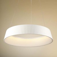 PLISSE LED Závěsné svítidlo, základna kov, stínítko textil, bílý plisovaný, difuzor plast opál, LED 45W, teplá 3000K, 2700lm, Ra80, 230V, IP20, rozměry d=650mm, h=140mm, lankový závěs l=1200mm lze zkrátit