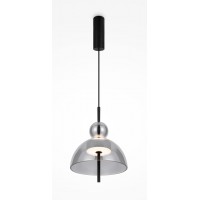 ASIE I HL 11W Závěsné svítidlo, těleso kov, povrch černá, stínítko sklo čiré/kouřové/šedé, LED 11W, teplá 3000K, Ra80, 230V, IP20, tř.1, rozměry d=250mm, h=303mm, vč závěs kabelu l=2480mm, lze zkrátit.