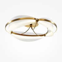DELIVE PL 45W Stropní svítidlo, základna kov, povrch mosaz, difuzor plast opál, LED 45W, 2700lm, teplá 3000K, Ra80, 230V, IP20, rozměry d=600mm, h=180mm.