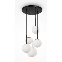 INFERO HL 5x40W, E14 Závěsné svítidlo, základna kov, povrch černá/zlatá/bílá, difuzor sklo opál, pro žárovku 5x40W, E14, 230V, IP20, tř.1, rozměry d=580mm, vč závěs kabelu l=1200mm, lze zkrátit.