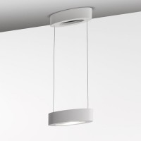 KARPY závěsná Závěsné svítidlo, těleso hliník, povrch vrásčitá bílá (RAL 9016), LED 2x9W, teplá bílá 3000K, neutrální bílá 4000K, Ra80, 230V, IP20, rozměry l=252mm, w=74mm, h=60mm, lank záv l=2500mm, lze zkr, svítí nahoru/dolů.