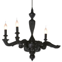 SMOKE CHANDELIER 3X40W E14 Závěsné svítidlo lustr, spálené dřevo potřené epoxidem, barva černá, pro žárovku 3x40W, E14, 230V, IP20, h=550mm, d=650mm