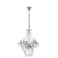 JEREMA 5X40W E14 230V IP20 Křišťálový lustr, těleso kov, povrch chrom lesk, sklo křišťál, pro žárovku 5x40W, E14, 230V, IP20, rozměry d=580mm h=630mm, vč.závěsného řetězu l=1200mm, lze zkrátit